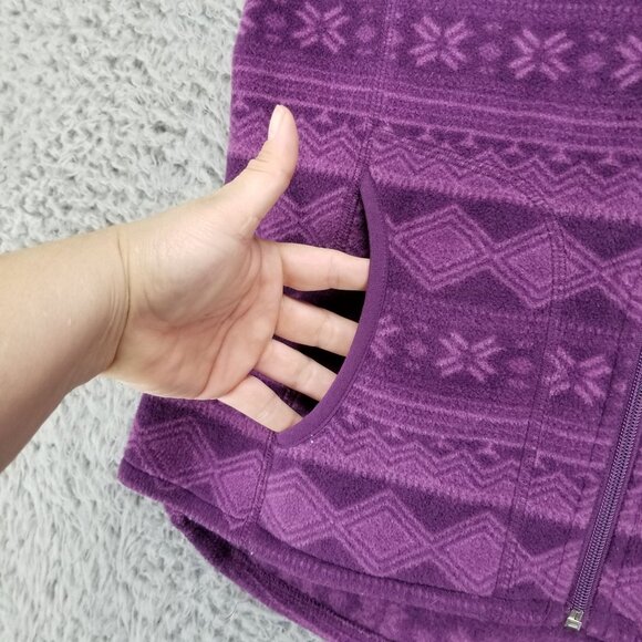 Woolrich Jacket Womens Small Purple Snowflake Full Zip Fleece Vest Gorpcore - Picture 6 of 10